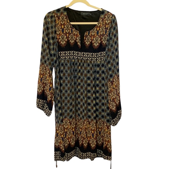 Ice Silk Dresses & Skirts - ICE SILK Retro Long Puff Sleeve Dress with Back Tie EXCELLENT CONDITION